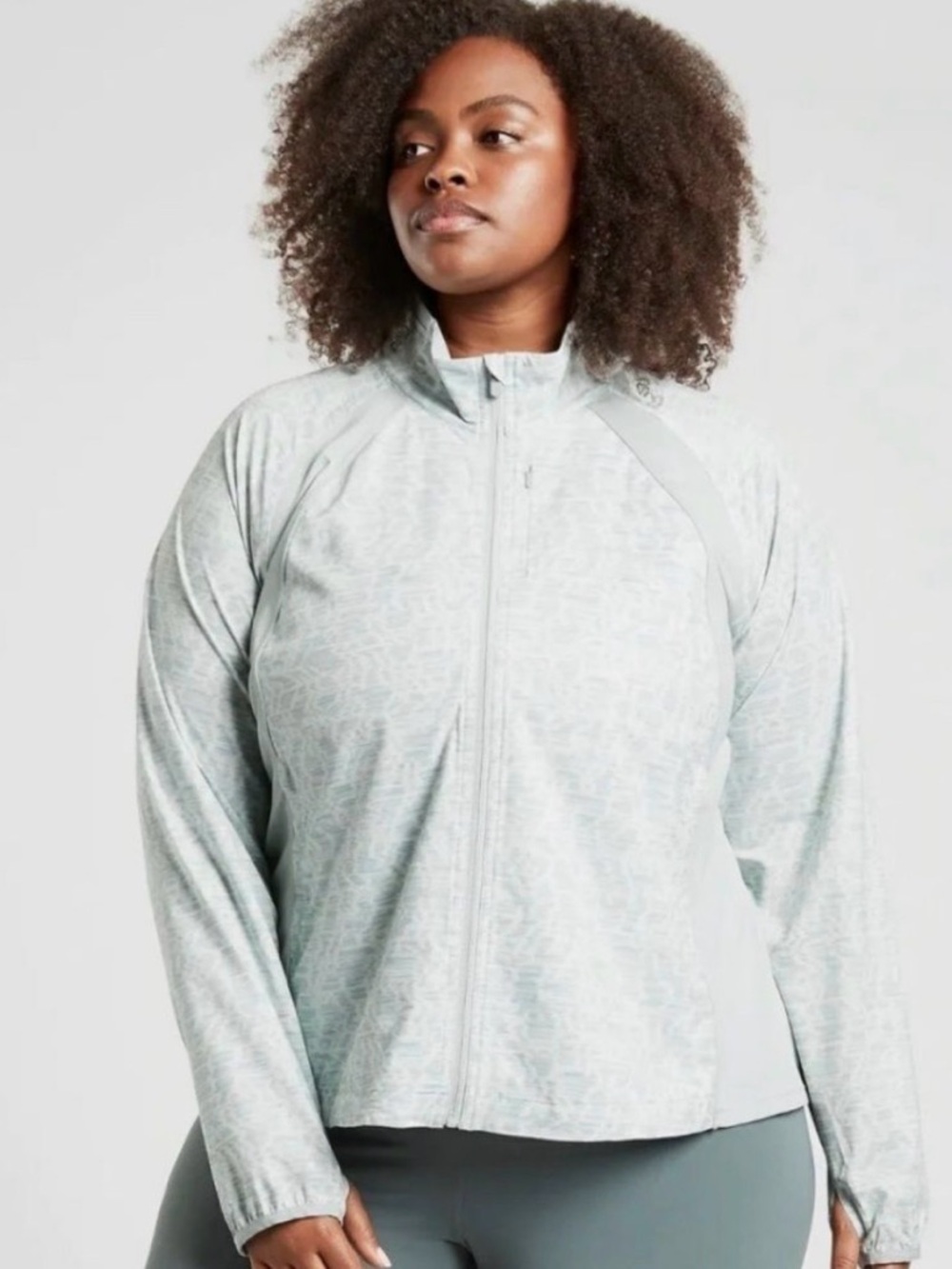 Athleta Run With It Printed Mint Verve Horizon Jacket Size 2X